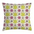 thumbnail image 1 of Floral Throw Pillow Cushion Cover, Cute Flowers Buds with Butterfly and Circle Hoops Nature Design, Decorative Square Accent Pillow Case, 24 X 24 Inches, Apple Green Maroon Dark Taupe, by Ambesonne, 1 of 2