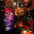 thumbnail image 3 of Prettyui Rose Gift for Women Colorful Artificial Flower Xmas Rose Flowers Gift for Mom Her Light up Rose Flower in Glass Dome, 3 of 6