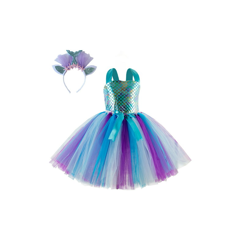 Kiapeise Mermaid Dress for Girls Costumet Tutu Fancy Dress Pageant