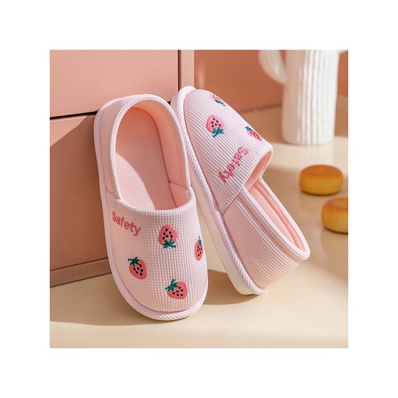 HYwys Cute Slippers for Women Ladies Wide Width Bedroom Casual Slip On House Slippers Home Warm Shoes Light Pink 9.5-10