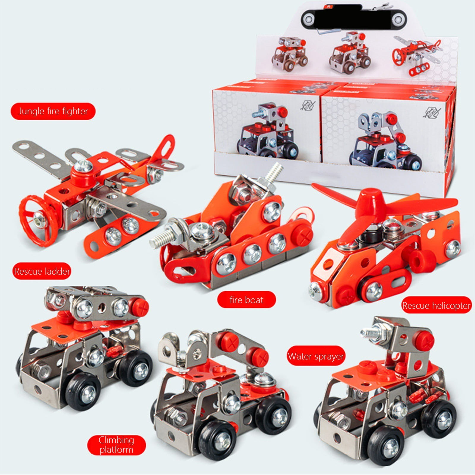 Metal Assembled Engineering Vehicle Toy for Kids, Screw Tightening Building Blocks Educational Model Kit, Military Ship & Car Assembly, Boys Birthday & Xmas Gift