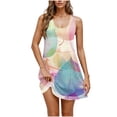 thumbnail image 2 of Ovzne Robes d'Été pour Femmes 2025 Robe Femme Imprimée Col Rond Décontractée Jupe Courte Robe avec Poches Grande Taille Robe Maxi Imprimée Liquidation, 2 of 6