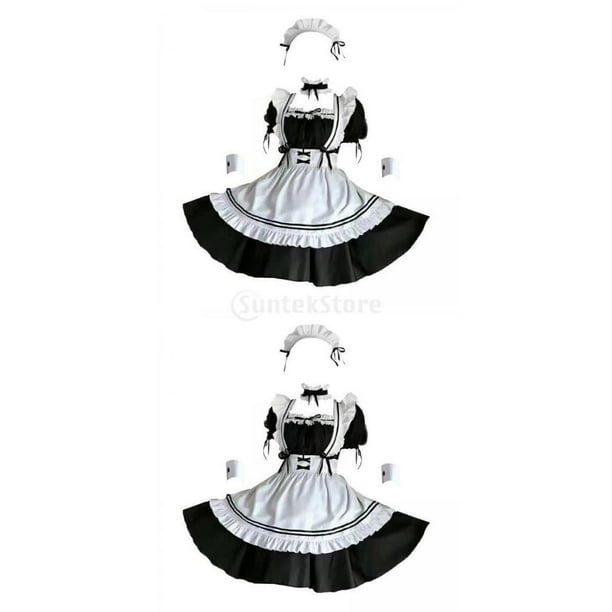 disfraz de sirvienta,traje de sirvienta para mujer vestido de cosplay,anime japonés sissy vestido cosplay dulce,Delantal de sirvienta francesa lolita clásica Maquillaje para Macarena disfraz de sirvienta