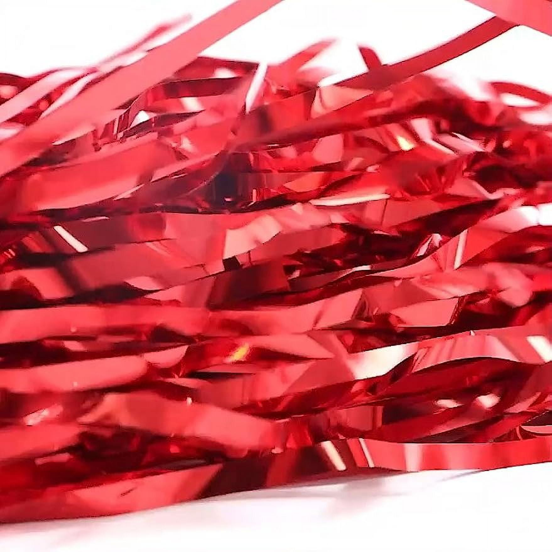 LINLIN 24Pcs Cheerleading Cheerleader Pom Poms, Metallic Foil Cheer Pom, Poms with Plastic Handle for Adults Kids Cheerleaders Party Red