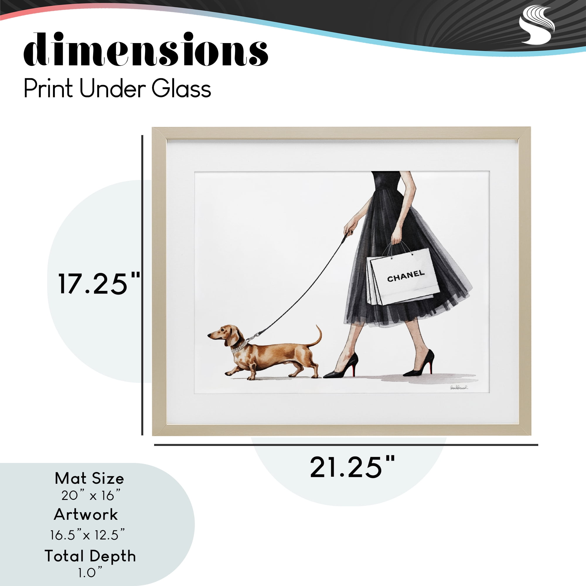 Stupell Industries Glam Dog Walking Birch Framed Print Under Glass, design by Amanda Greenwood