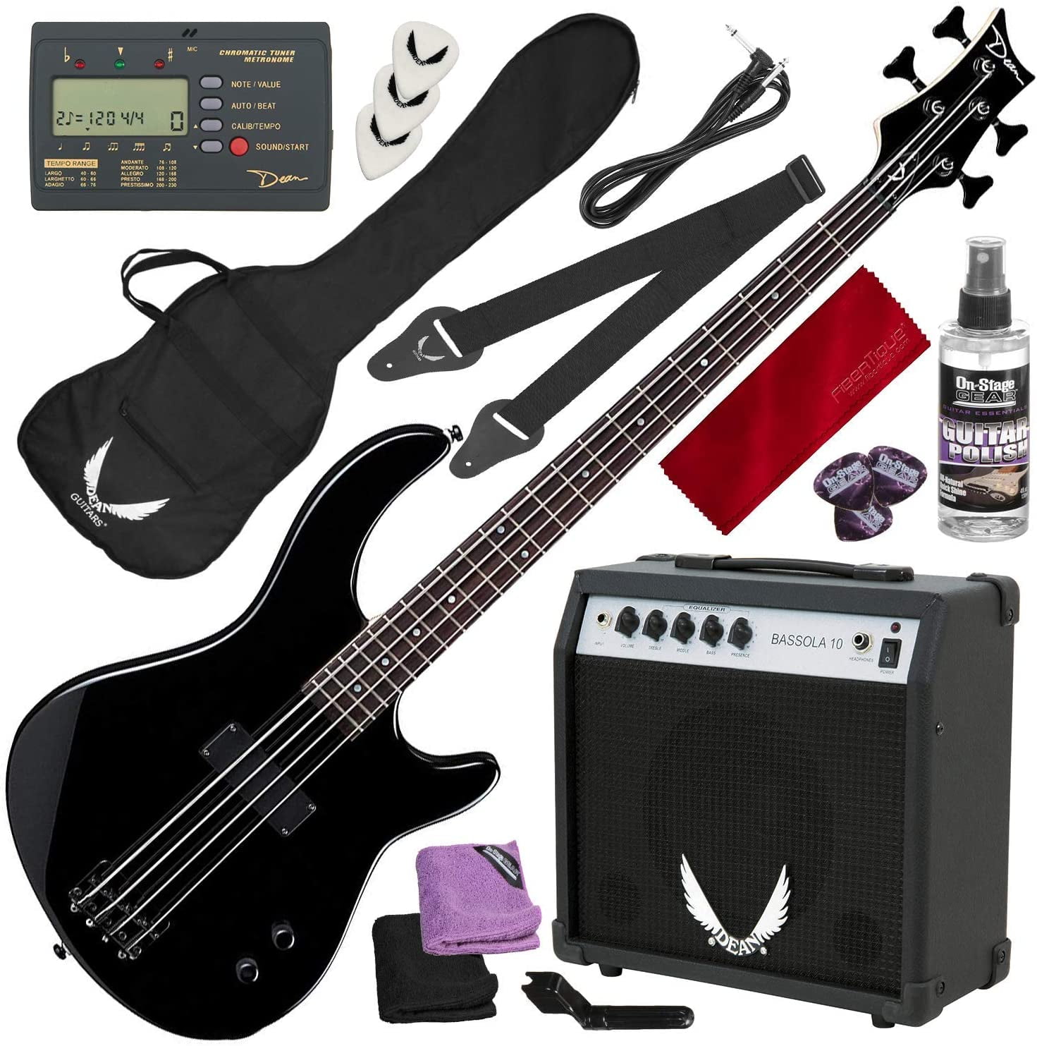 Dean Edge 09 Bass and Amp Pack Black Dean Edge 09 Bass Guitar, Bass