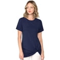 thumbnail image 3 of Made by Johnny Women's Casual Shirts Twist Knot Tunics Tops M NAVY, 3 of 6