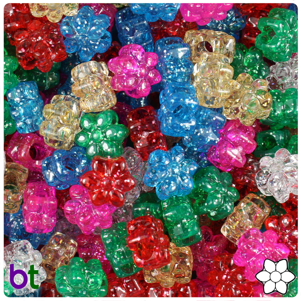 BeadTin Classic Sparkle Mix 13mm Star Plastic Pony Beads (250pcs)