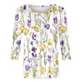 thumbnail image 6 of JTZGDY Floral Shirts for Women Plus Size 3/4 Lenght Sleeve Crewneck Graphic T-Shirts Trendy Oversized Basic Summer Tunic Blouse for Leggings Yellow#05 XXXXXL, 6 of 6