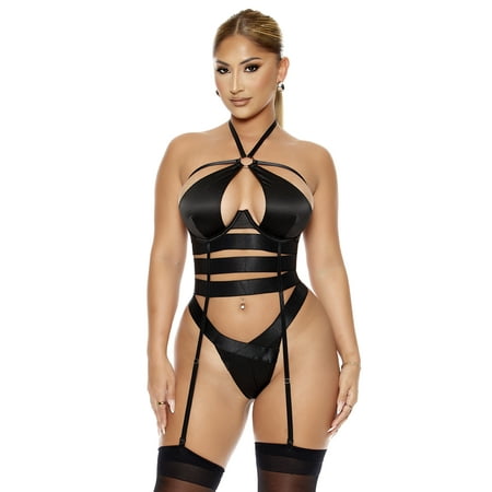 Soft Life Satin Strappy Bustier Lingerie Set