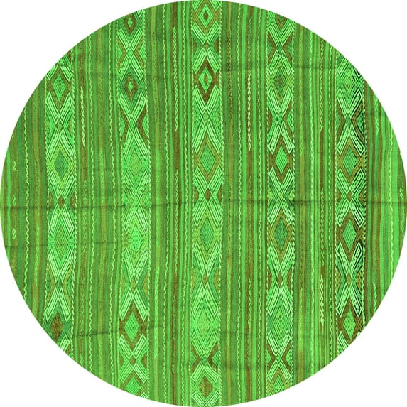 Ahgly Company Indoor Round Abstract Green Contemporary Area Rugs, 3' Round