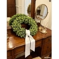 thumbnail image 2 of 20 Inch Patriotic Boxwood Wreath for Front Door, 4th of July Artificial Green Wreath with Stars & Stripes Ribbon, Memorial Day Independence Day Farmhouse Decor for Indoor Outdoor, 2 of 12