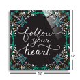 thumbnail image 3 of Follow Your Heart Black Floral 12 x 12 Glass Wall Hanging Sign, 3 of 5