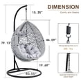thumbnail image 3 of Sumdeal Hammock Chair Egg Swing Chair with Soft Cushions, UV-Resistant, 300lbs Load Capacity, Perfect for Patio, Garden, and Living Room Spaces,Gray,SW010, 3 of 7