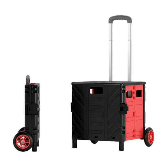 Thinsony Multi-functional Rolling Crate For Outdoor Activities Foldable Utility Cart With Wheels Materials black 2 rounds