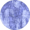 thumbnail image 1 of Ahgly Company Machine Washable Indoor Round Abstract Blue Modern Area Rugs, 5' Round, 1 of 4