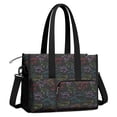 thumbnail image 2 of Teacher Tote Bag,Black Colorful Dinosaurs Chalk Pattern Teacher Utility Tote Bag,Large Work Tote Bags for Women with Multiple Pockets,Top Zipper Closure,13.8x10.6x6.7 Inch, 2 of 5