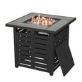 thumbnail image 4 of Clouddwell 28" Propane Gas Fire Pit Table Ceramic Top, 50,000 BTU Square Outdoor Patio Fire Pit Table with Lava Rocks and Removable Lid for Outside Patio Deck/Garden/Backyard, Black, 4 of 9