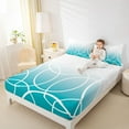 thumbnail image 4 of jejeloiu Stripes Lines Circle Twin Sheet Sets,Cyan White Bedding For Teens Kids 3pcs, 4 of 7