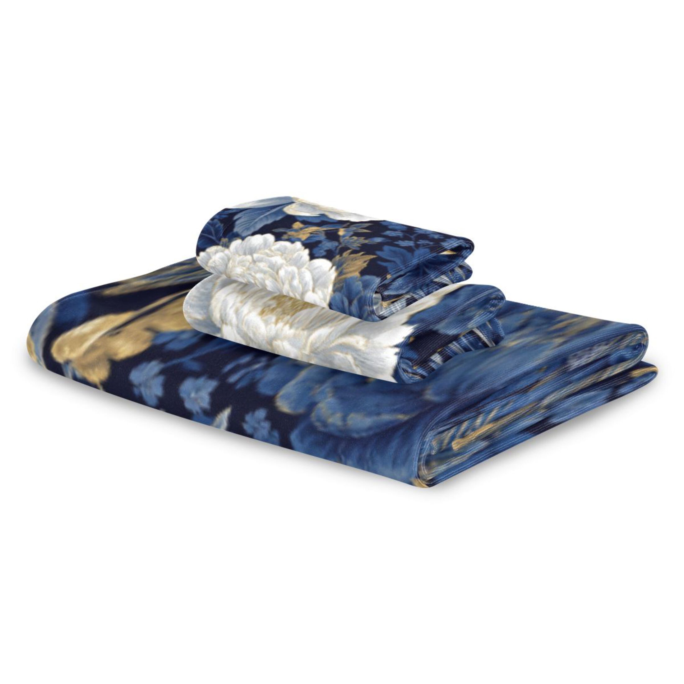 BZSMCE 3piece Bath Towel Sets Hand Bath Towels Fashion Royal Garden in Blue Printed Towel Sets