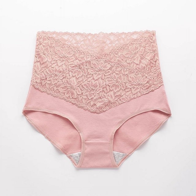 Ropa interior de cintura alta con escote en V para mujer, de algodón, antibacteriana, con encaje en la entrepierna, tentación caliente, bragas para el vientre para niñas