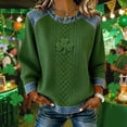 thumbnail image 2 of MDUKONU Women's St. Patrick's Day Shamrock Sweater Art Print Long Sleeve Crewneck Irish Shirts Green Tops Green XXL, 2 of 4