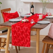 Valentine's Day Table Runner, Pretty Large Heart Pattern Table Cover, Portable Soft Heart-Shaped Table Flag, 3D Vision Dining Desk Cabinet Decorative Table Flag, Seasonal Table Decoration, 93x33cm