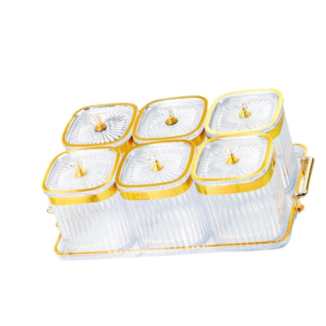 Bandeja multifuncional para frutos secos, caramelos y nueces con tapa. Contenedor para almacenar alimentos. Transparente