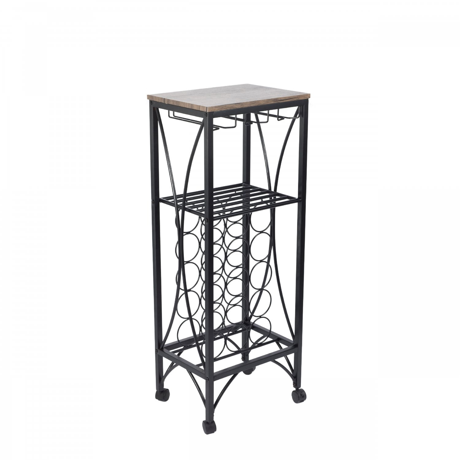 Metal Frame Rustic Kitchen Cart, Vintage 4 Wheels Bar Serving Carts