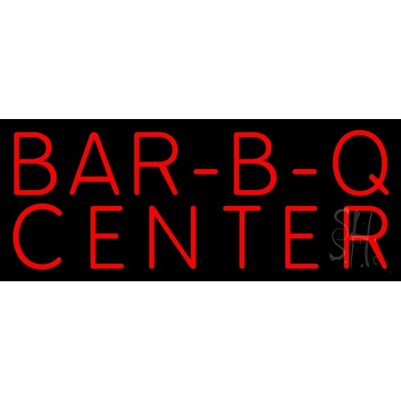 Red Bar B Q Center LED Neon Sign 13 x 32 - inches, Black Square Cut Acrylic Backing, with Dimmer - Bright and Premium built indoor LED Neon Sign for restaurant window and interior decor.