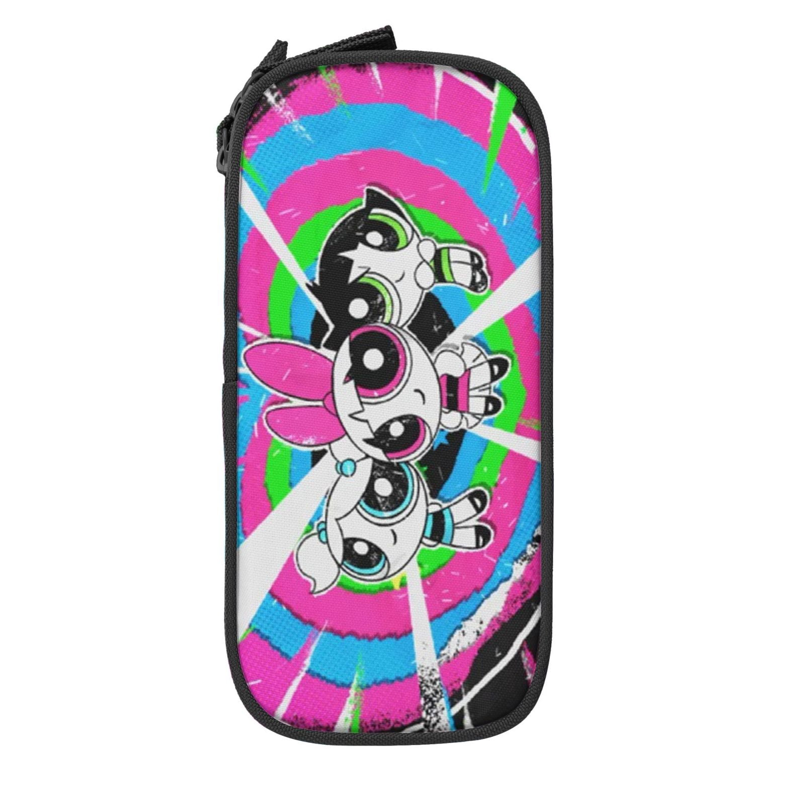 The Powerpuff Gi-rls Pencil Case Large Capacity Pencil Pouch Penbag Office Stationery Organizer Travel Makeup Bag Black
