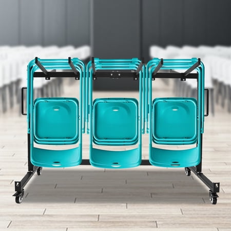 Black Q235 Steel 175*114.3cm Folding Table Cart Accommodate 42 Tables Table Carrier