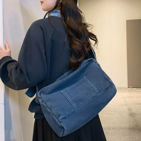 LinYooLi Denim Shoulder Bag Adjustable Strap Jean Trendy Hobo Bag Vintage Satchel Purse Everyday Purse for Women and Girls