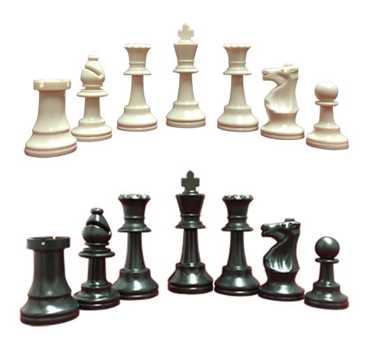Tournament Chess Pieces Set Weighted Plastic Pieces with King Black&White IZN 