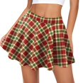thumbnail image 4 of Dwaogom Women's Skirts Cute High Elastic Waisted Plaid Kilts for Women Trendy Hem Flared Knee Length Mini Skater Skirt Woman Temperament High Waist Lattice Printing Pleated Skirt, 4 of 5