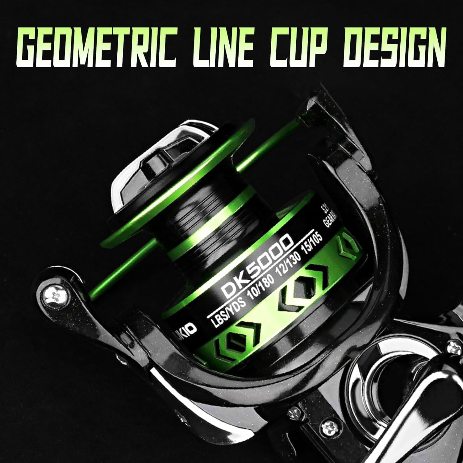 Green Spinning Fishing Reels, 2000 3000 4000 5000 Ultra Light Smooth Powerful Spinning Reel Carbon Frame and Rotor Fishing Tools for Freshwater and Saltwater