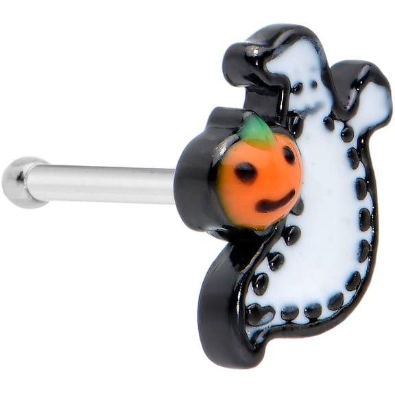 Body Candy Womens 20G 6mm Steel Nose Ring Halloween Ghost Pumpkin Nose Stud Nose Bone 1/4