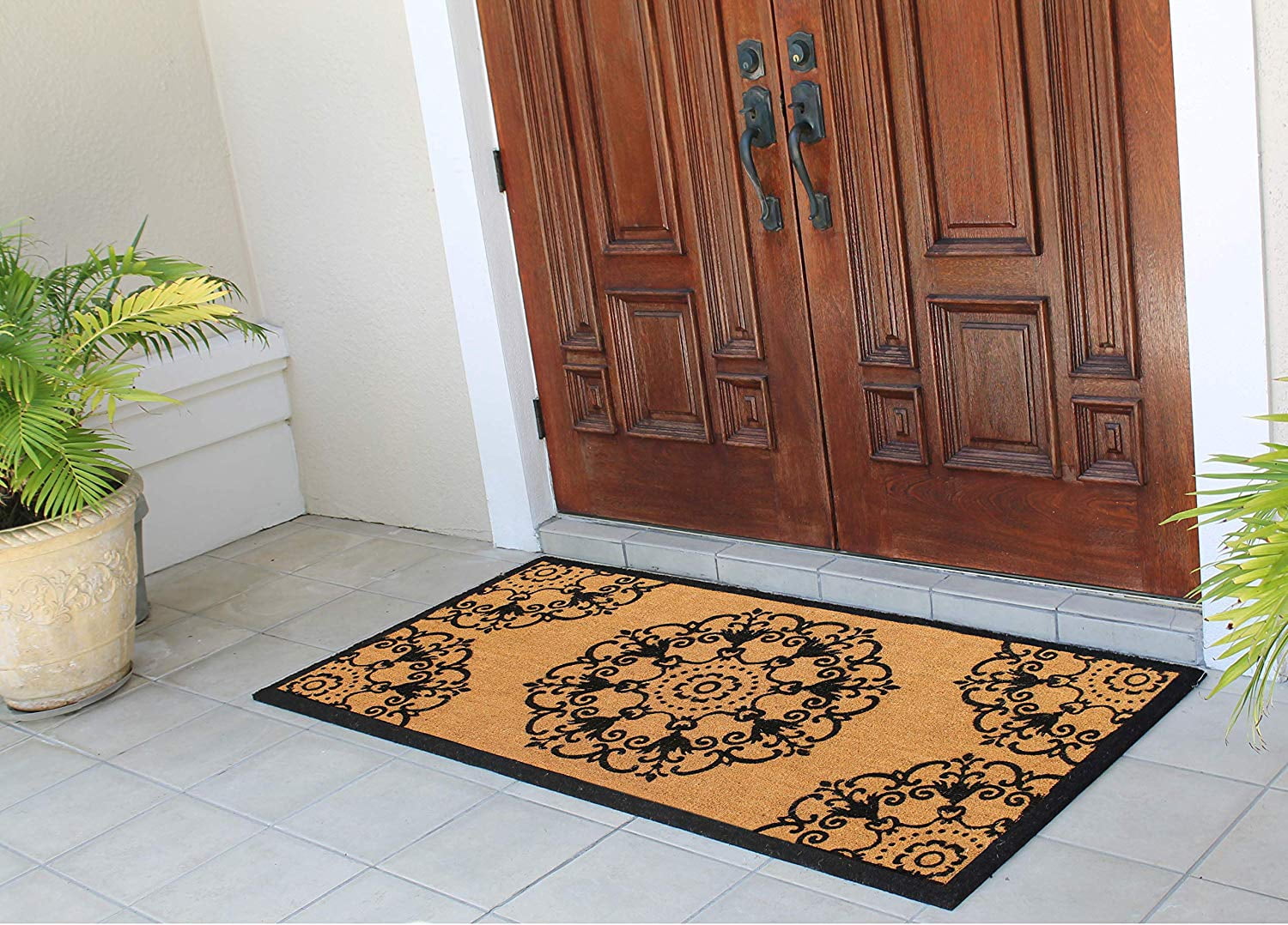 A1HC First Impression Handcrafted Coir Doormat for Outdoor Double Door Entrance, Heavy-Duty Large Front Door Mat, Long-Lasting - 36" x 72"