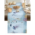 thumbnail image 5 of Watercolor Summer Coastal Jellyfish Table Runner 13x48in Non-Slip Cotton Linen Table Runners, Ocean Fish Coral Creature Dresser Scarves TableRunner for Dinner Kitchen Dining Wedding Party, 5 of 9