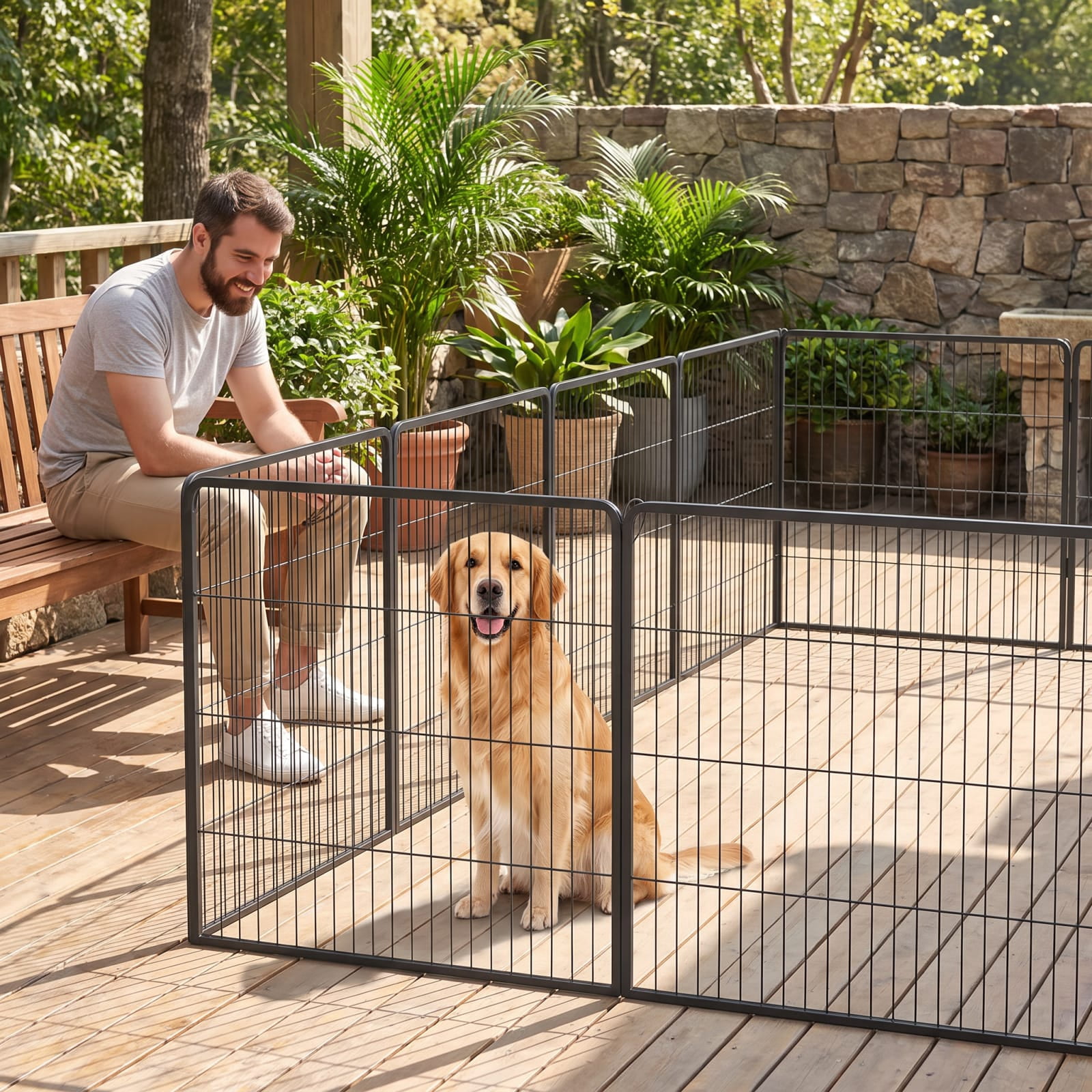 Vebreda 16 Panel 24 Inches Height Dog Playpen with Lock and Large Door, puppy playpen, foldable pet fence, indoor outdoor dog pen