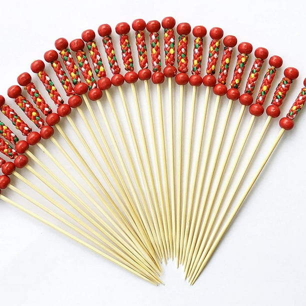 AUPERTO 100 count Bamboo Cocktail Picks - Multicolor Decorative Fruit ...
