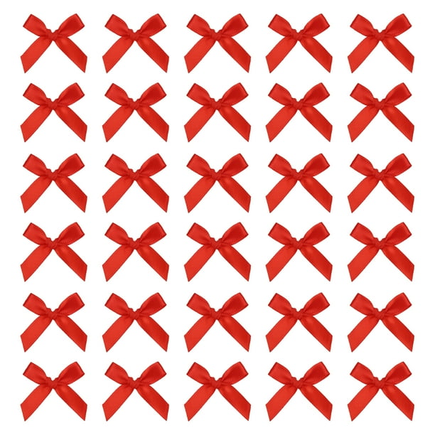 Lazo de Cinta Mini de 1.8 Pulgadas, Lazos de Tela de Satén Pequeños para Manualidades, Pasteles, Costura, Bodas, Fiestas de Cumpleaños, Envoltura, Decoración de Navidad (Paquete de 70, Rojo)