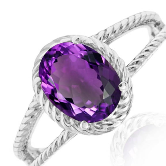 AoneJewelry 1.25 Carat Oval Shape Amethyst Ring In 10K Solid Rose, White & Yellow Gold