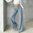 thumbnail image 5 of Lenpel Womens Work Pants Fashion Lounge Button High Waist Crossover Trousers Stretch Straight Leg Business Dress Slacks, 5 of 5