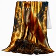 thumbnail image 2 of Red Fox Under Golden Moon Mystical Night Scene Calm Celestial Style Kids Christmas Gift Soft Flannel Blanket For Living Room Bedroom Home Decor, 2 of 9