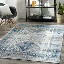 Livabliss Area Rugs for Living Room, 4x6 Monte Carlo Traditional Blue Rug, Bedroom Dining Room Home Decor Stain Resistant Carpet (4'3" x 5'7")