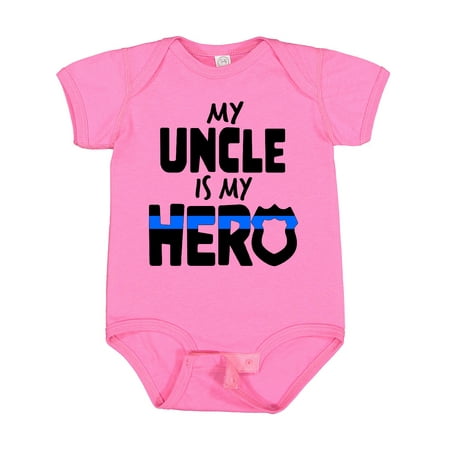 

Inktastic My Uncle is My Hero Police Officer Family Gift Baby Boy or Baby Girl Bodysuit