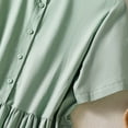 thumbnail image 3 of Dvprdro Collared Short Sleeve Cotton Linen Midi Dress for Women Slim Fit A Line Summer Office Solid, 3 of 5