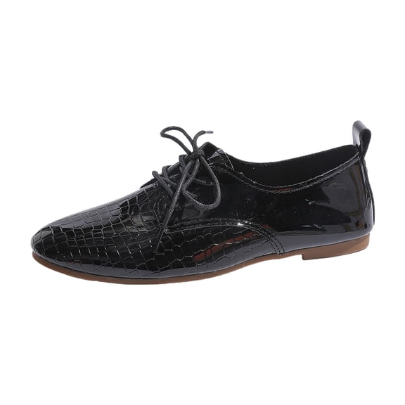 YLYL Womens Loafers Patent Leather Pointed Toe Lace up Low Heel Fashion Casual Work Office Oxford Formal Shoes