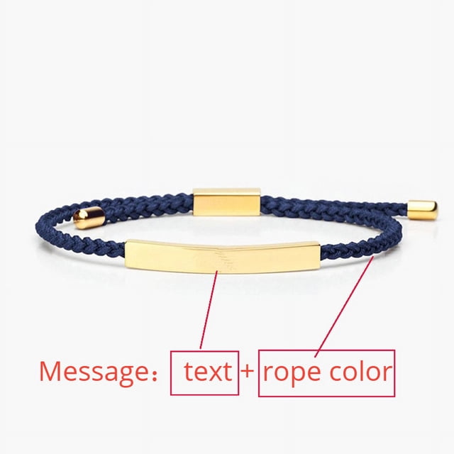 Pulsera de tubo hueco de acero inoxidable con nombre personalizado para hombre y mujer, pulsera de cuerda trenzada ajustable de 2mm a la moda, regalo de joyería